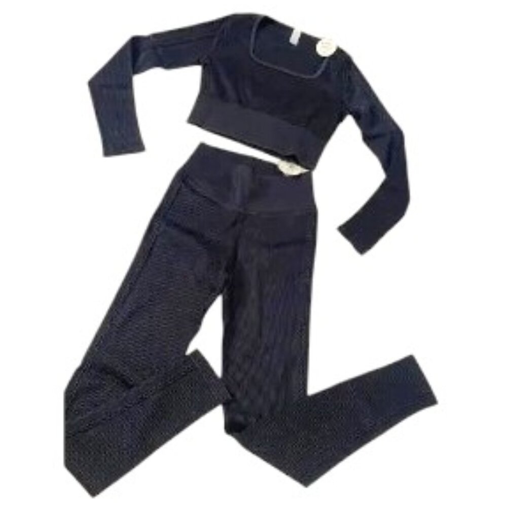 AERIE Offline Ribbed LS Crop Top & High Rise Leggings Set  -  L  -  NWT